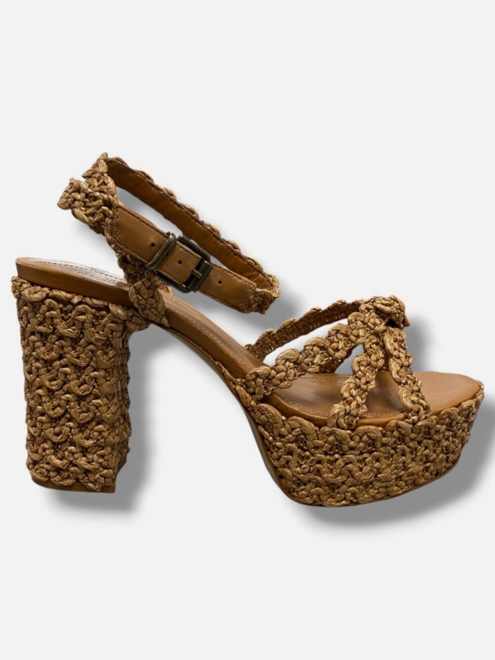Schutz Women's Brown Kareena Open-Toe Platform Heels Shoes Size 9.5B